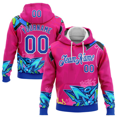Custom Stitched Graffiti Pattern Thunder Blue-White 3D Hiphop Abstract Urban Street Art Sports Pullover Sweatshirt Hoodie