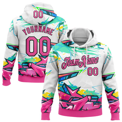 Custom Stitched Graffiti Pattern Pink-Black 3D Abstract Splashes Sports Pullover Sweatshirt Hoodie