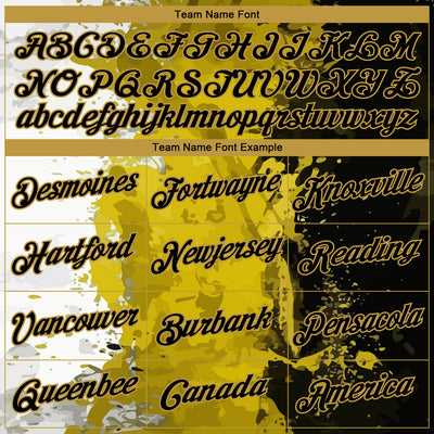 Custom Stitched Graffiti Pattern Black-Old Gold 3D Splash Grunge Art Sports Pullover Sweatshirt Hoodie