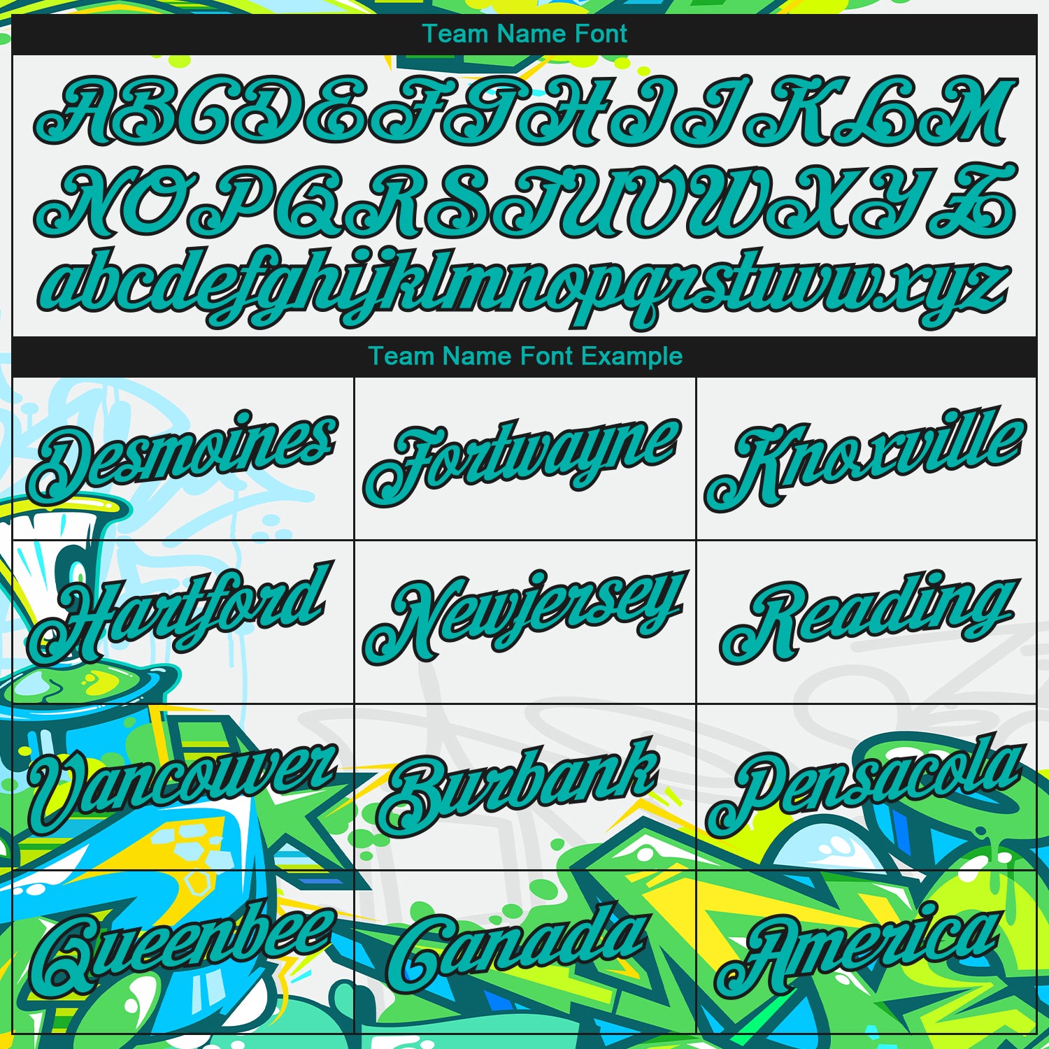 Custom Stitched Graffiti Pattern Aqua-Black 3D Trendy Abstract Urban Street Art Sports Pullover Sweatshirt Hoodie