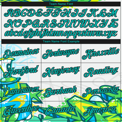 Custom Stitched Graffiti Pattern Aqua-Black 3D Trendy Abstract Urban Street Art Sports Pullover Sweatshirt Hoodie