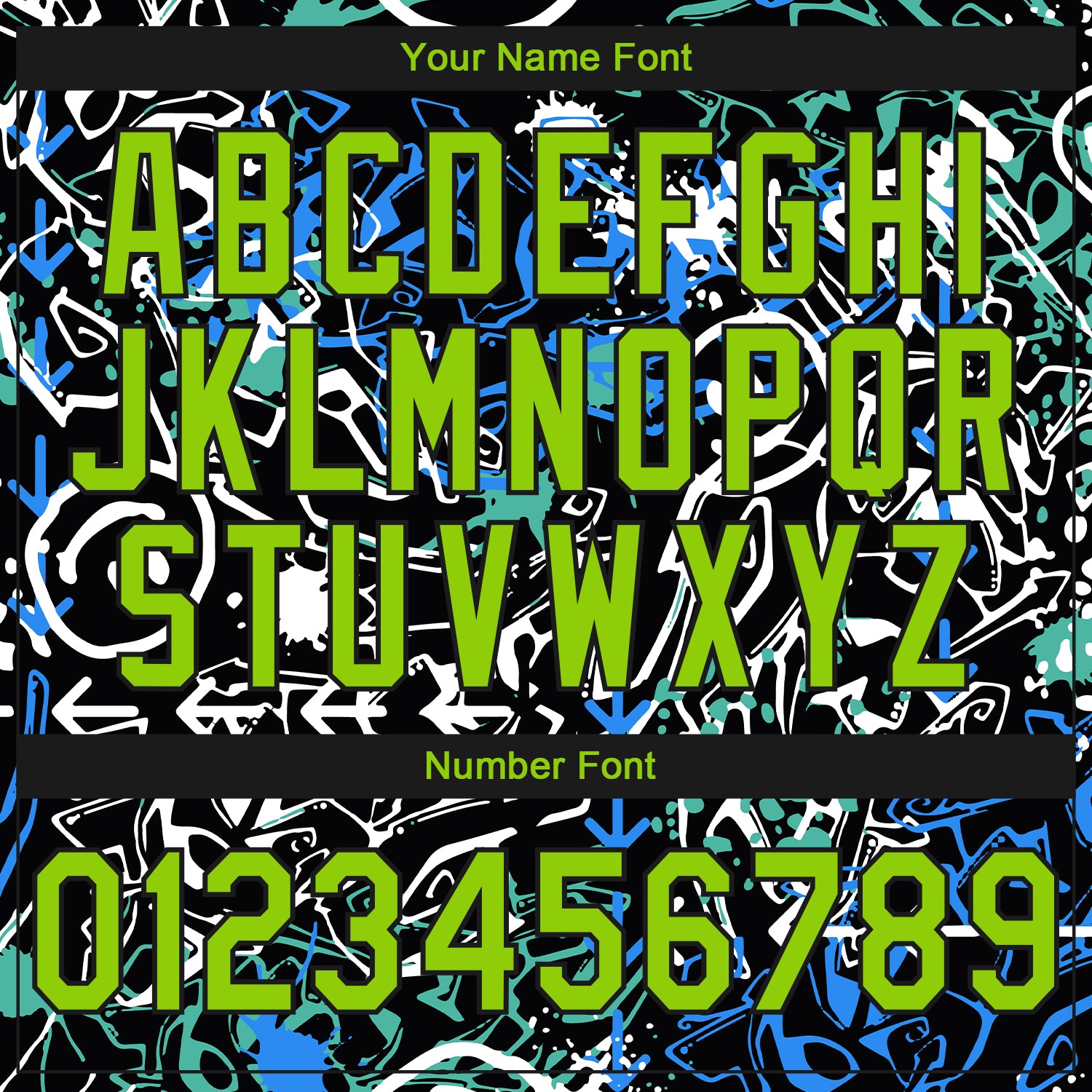 Custom Stitched Graffiti Pattern Neon Green-Black 3D Abstract Grunge Art Sports Pullover Sweatshirt Hoodie