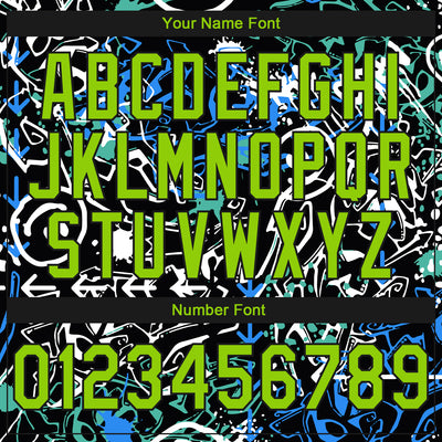 Custom Stitched Graffiti Pattern Neon Green-Black 3D Abstract Grunge Art Sports Pullover Sweatshirt Hoodie