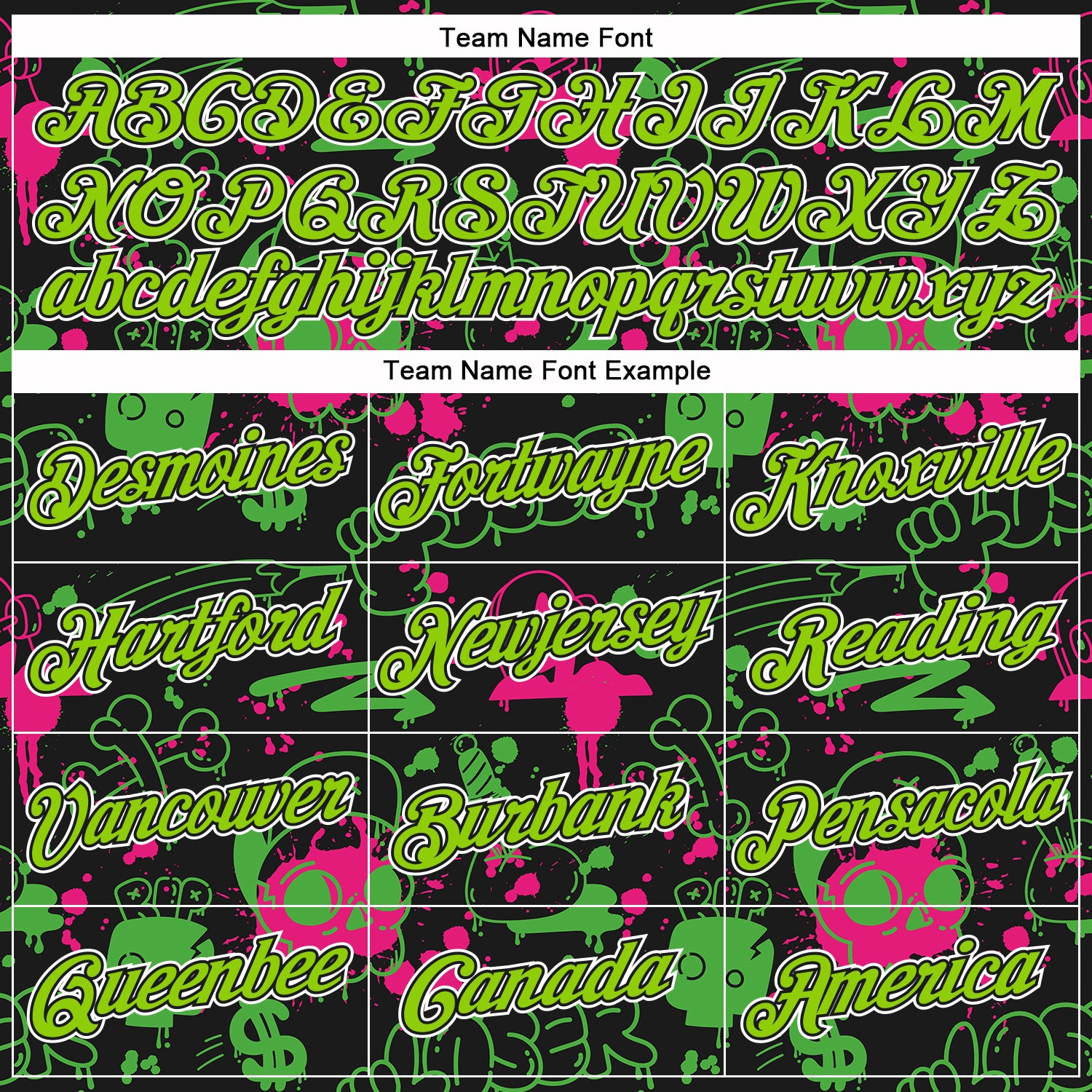 Custom Stitched Graffiti Pattern Neon Green Black-White 3D Abstract Grunge Art Sports Pullover Sweatshirt Hoodie