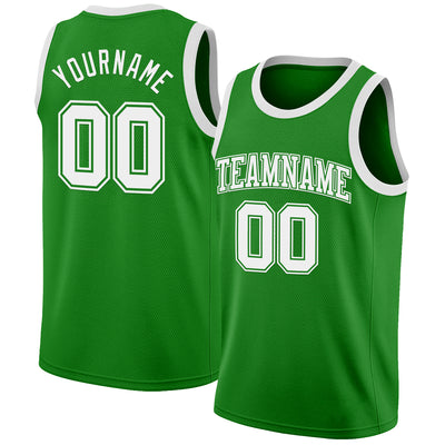 Custom Grass Green White Authentic Basketball Jersey