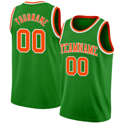 Custom Grass Green Orange-White Authentic Basketball Jersey