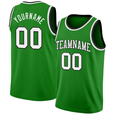 Custom Grass Green White-Black Authentic Basketball Jersey