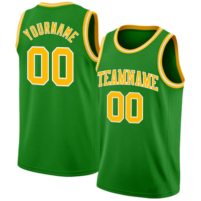 Custom Grass Green Gold-White Authentic Basketball Jersey