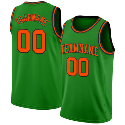 Custom Grass Green Orange-Black Authentic Basketball Jersey
