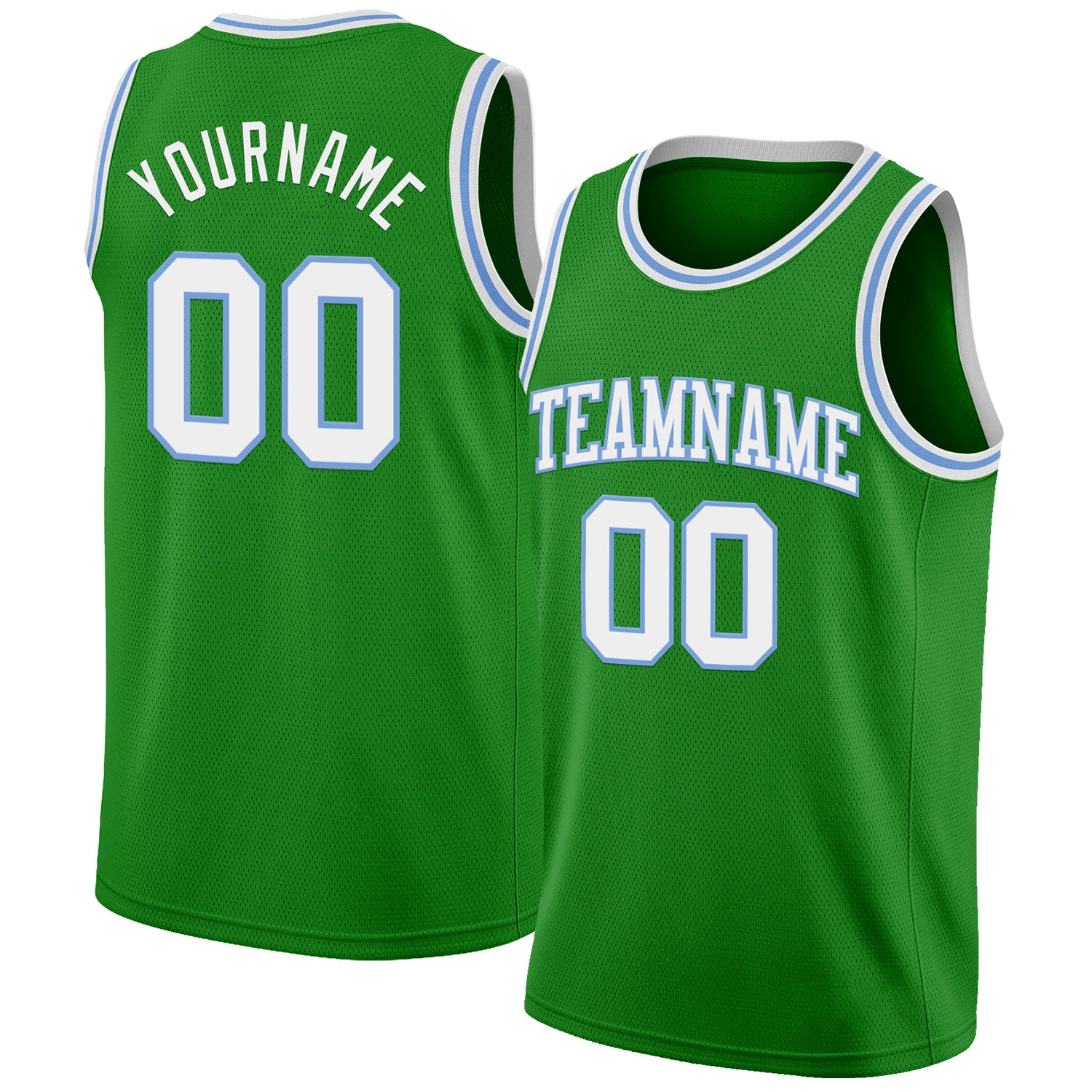 Custom Grass Green White-Light Blue Authentic Basketball Jersey