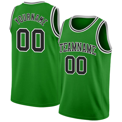 Custom Grass Green Black-White Authentic Basketball Jersey