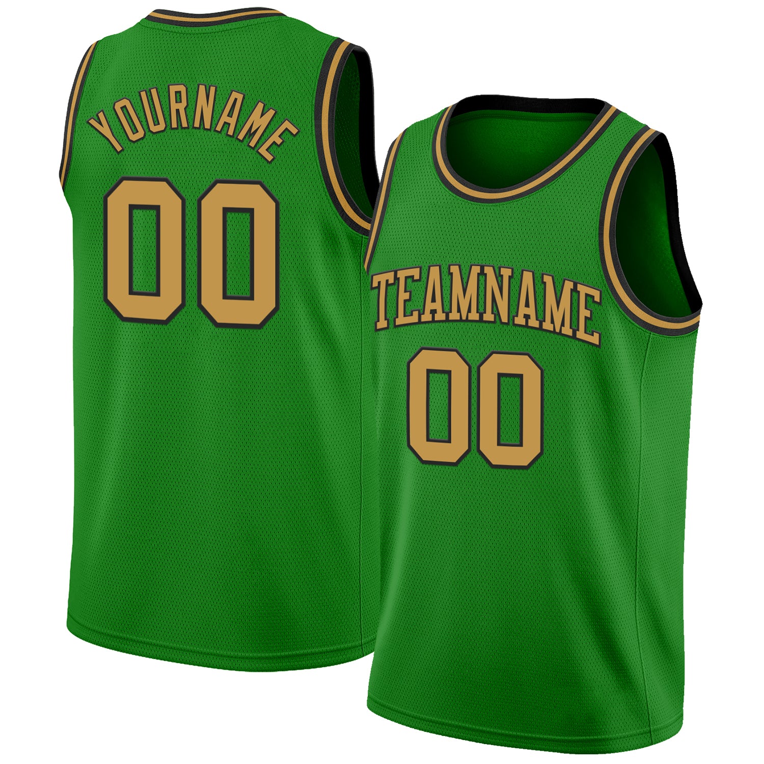 Custom Grass Green Old Gold-Black Authentic Basketball Jersey