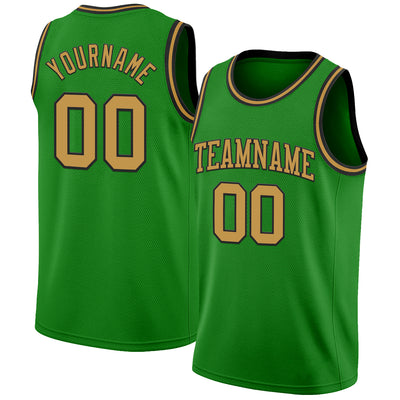 Custom Grass Green Old Gold-Black Authentic Basketball Jersey