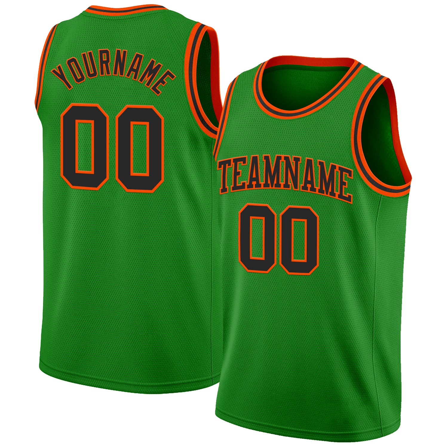 Custom Grass Green Black-Orange Authentic Basketball Jersey