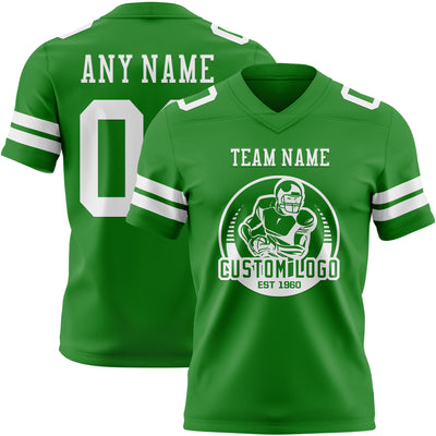 Custom Grass Green White Authentic Football Jersey