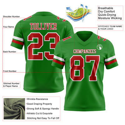 Custom Grass Green Red-White Authentic Football Jersey