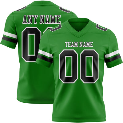 Custom Grass Green Black-White Authentic Football Jersey
