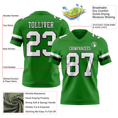 Custom Grass Green White-Black Authentic Football Jersey