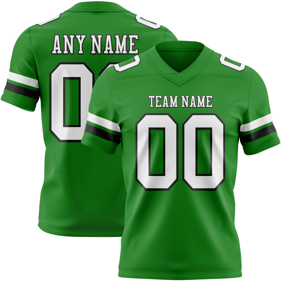 Custom Grass Green White-Black Authentic Football Jersey