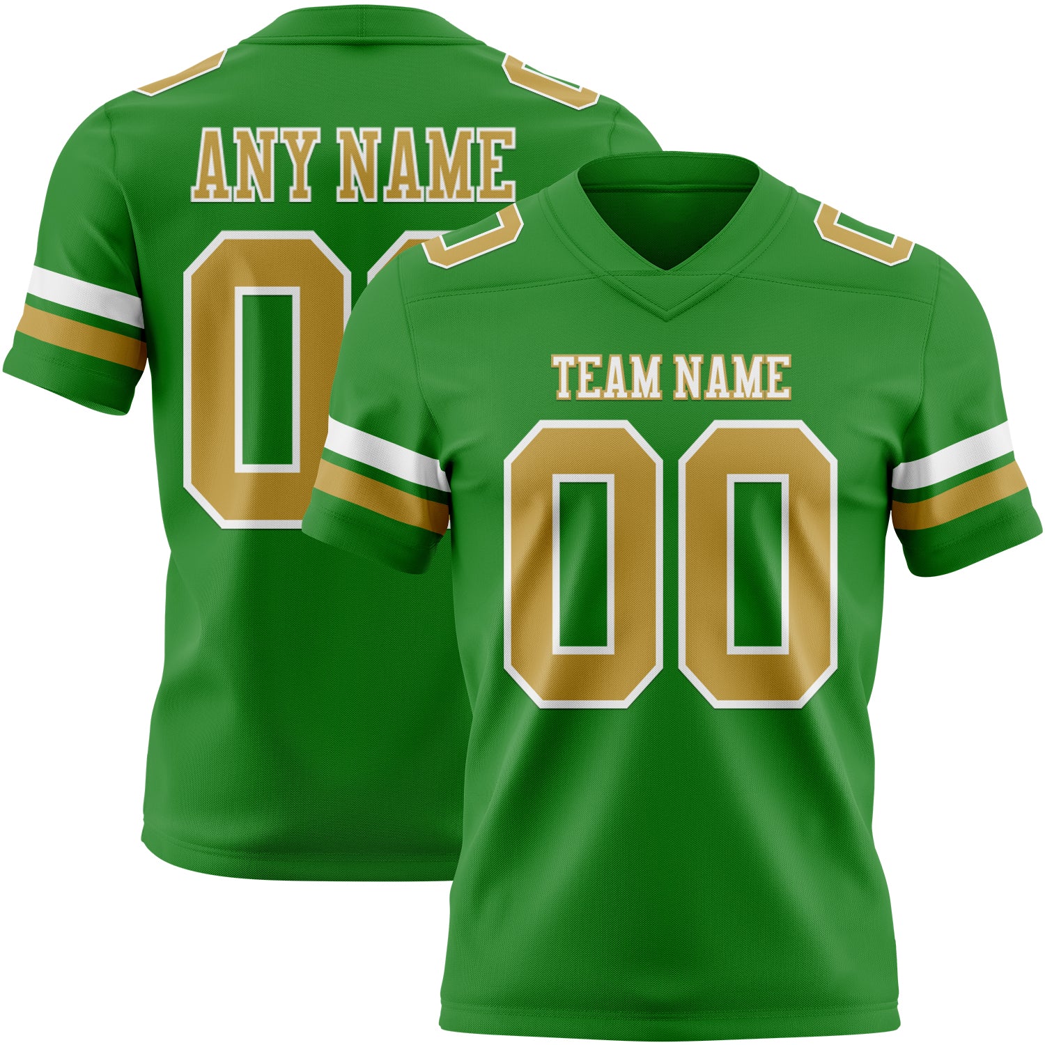 Custom Grass Green Old Gold-White Authentic Football Jersey