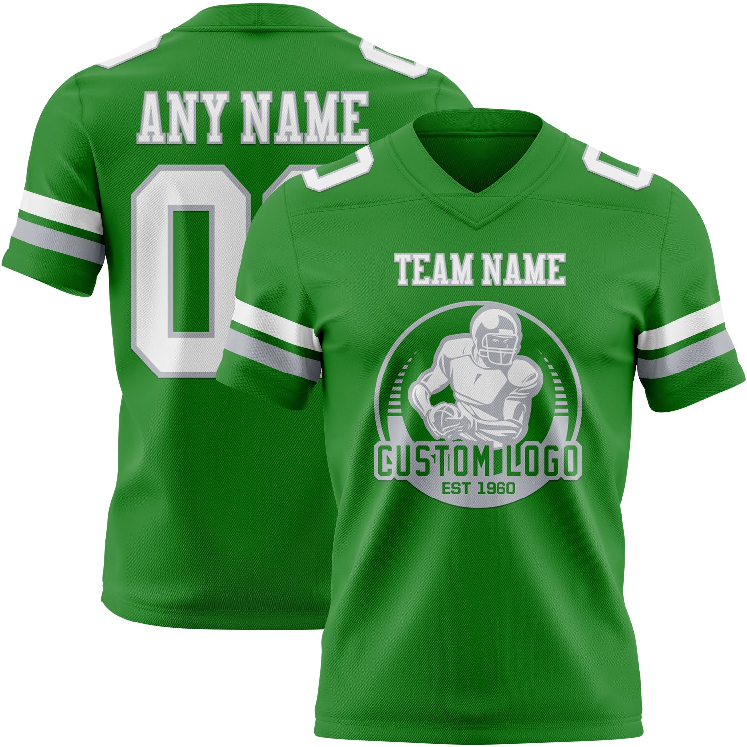 Custom Grass Green White-Gray Authentic Football Jersey