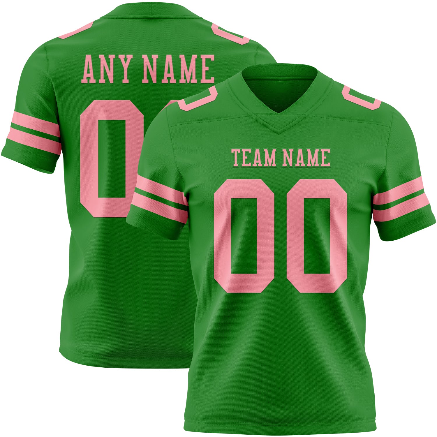 Custom Grass Green Medium Pink Authentic Football Jersey