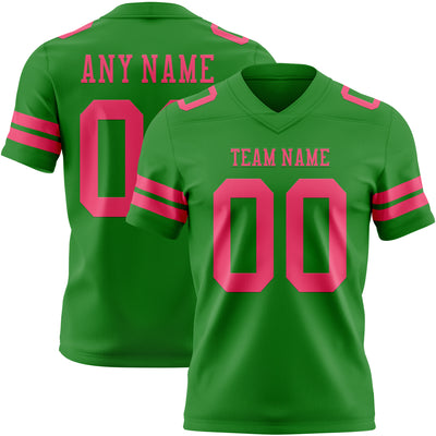 Custom Grass Green Neon Pink Authentic Football Jersey