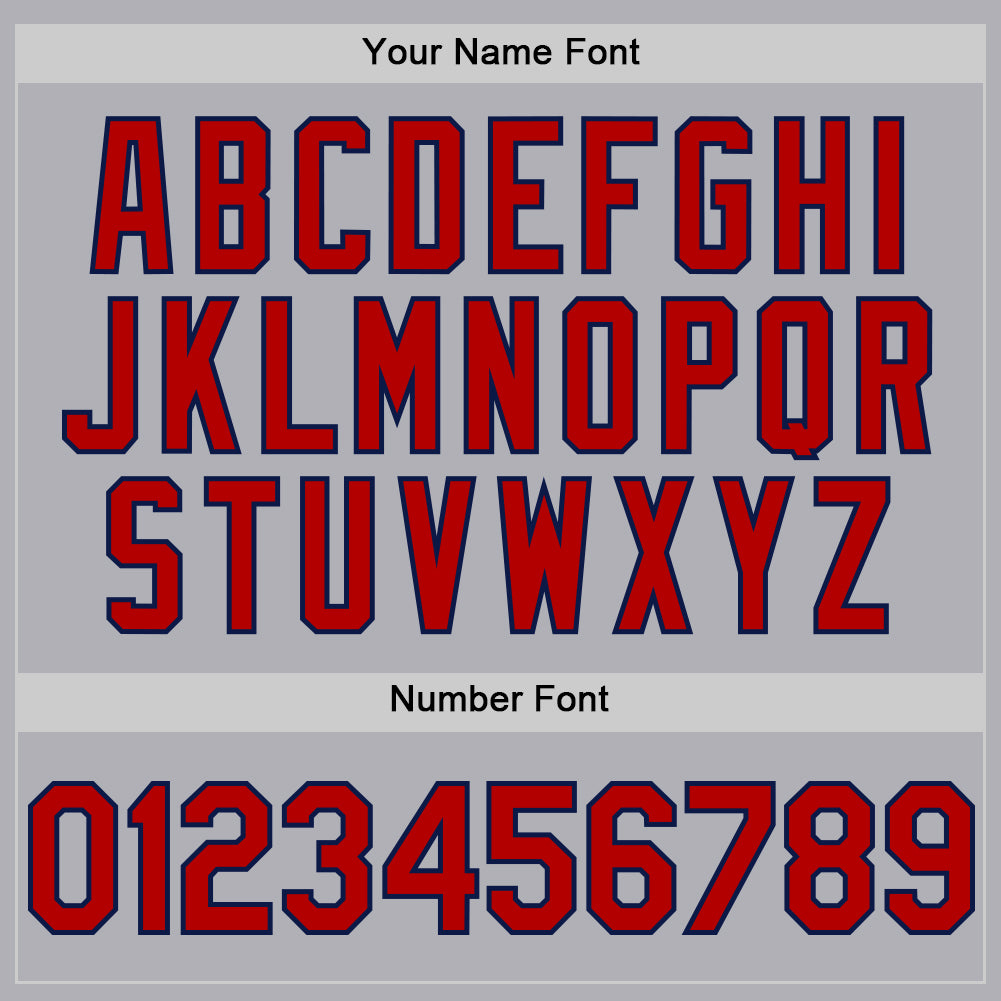 Custom Gray Red-Navy Mesh Authentic Throwback Baseball Jersey