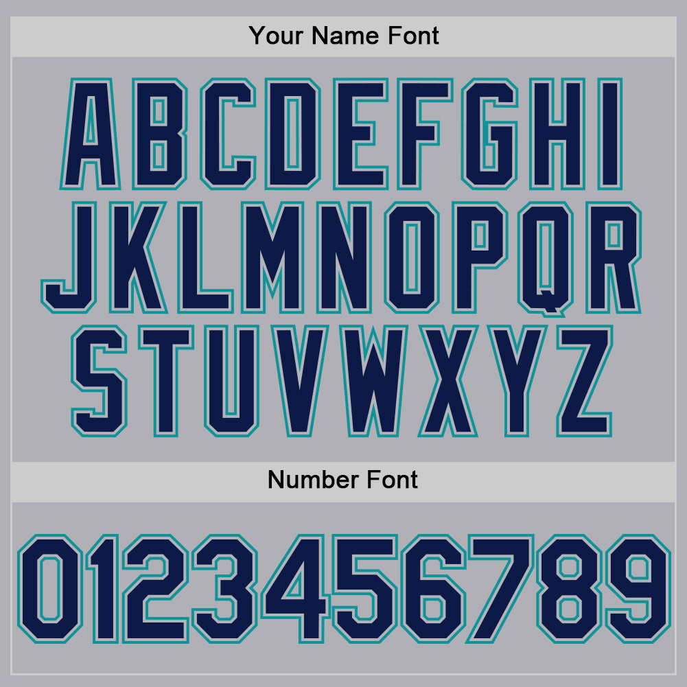 Custom Gray Navy-Teal Mesh Authentic Throwback Baseball Jersey