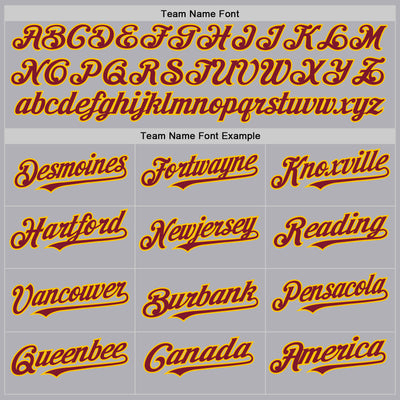 Custom Gray Crimson-Yellow Mesh Authentic Throwback Baseball Jersey