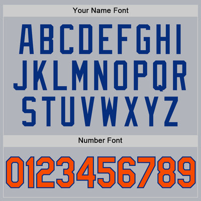 Custom Gray Orange-Royal Authentic Throwback Basketball Jersey