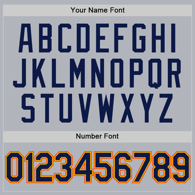 Custom Gray Navy Gold-Orange Authentic Throwback Basketball Jersey