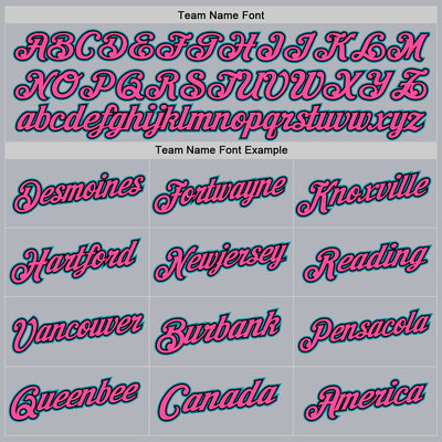 Custom Gray Teal Black-Pink Authentic Throwback Basketball Jersey