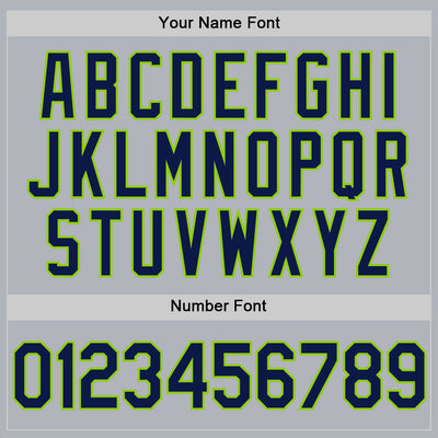 Custom Gray Navy-Neon Green Authentic Throwback Basketball Jersey