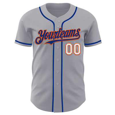 Custom Gray White Orange-Royal Authentic Baseball Jersey