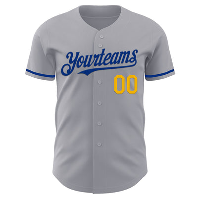 Custom Gray Royal-Gold Authentic Baseball Jersey
