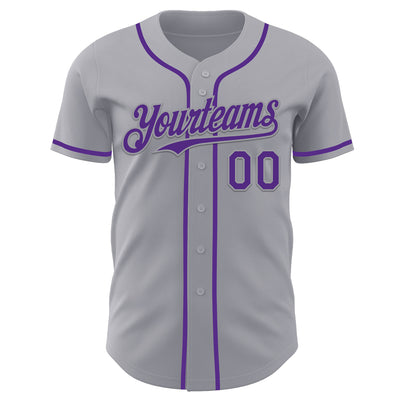 Custom Gray Purple Authentic Baseball Jersey