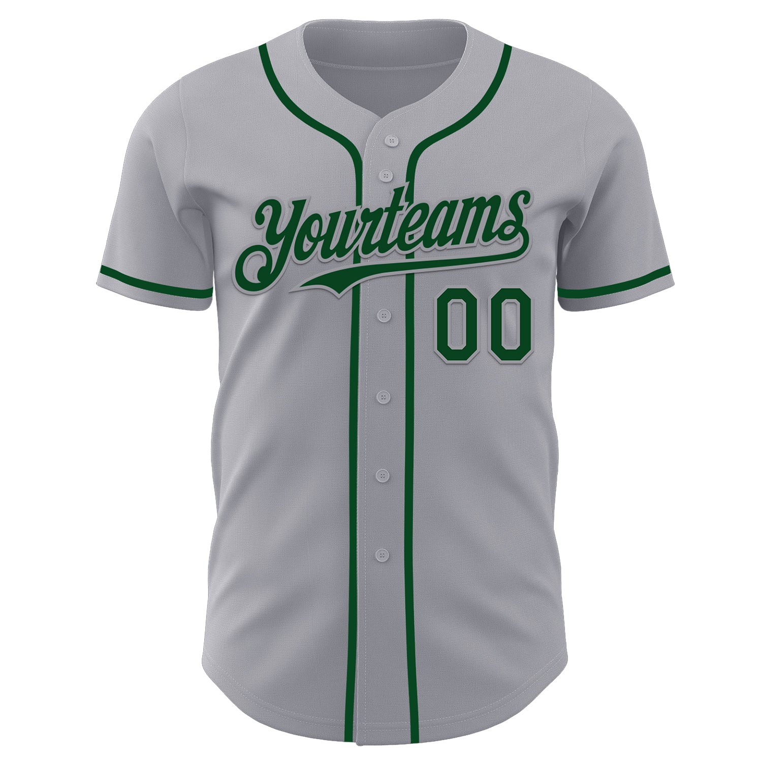 Custom Gray Green Authentic Baseball Jersey