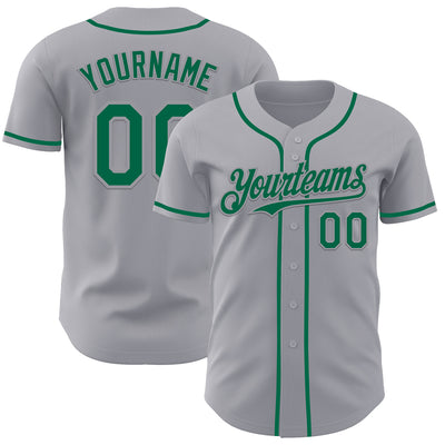 Custom Gray Kelly Green Authentic Baseball Jersey