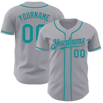 Custom Gray Teal Authentic Baseball Jersey