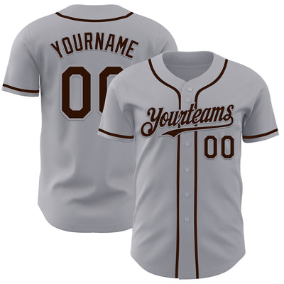 Custom Gray Brown Authentic Baseball Jersey