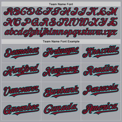 Custom Gray Black Pinstripe Crimson-Teal Authentic Baseball Jersey