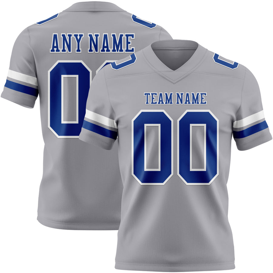 Custom Gray Royal-White Authentic Football Jersey