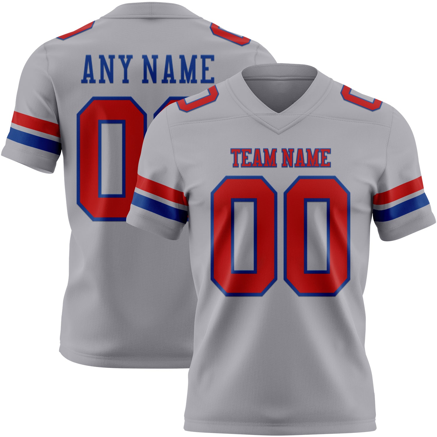 Custom Gray Red-Royal Authentic Football Jersey