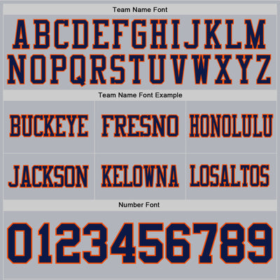 Custom Gray Navy-Orange Authentic Football Jersey