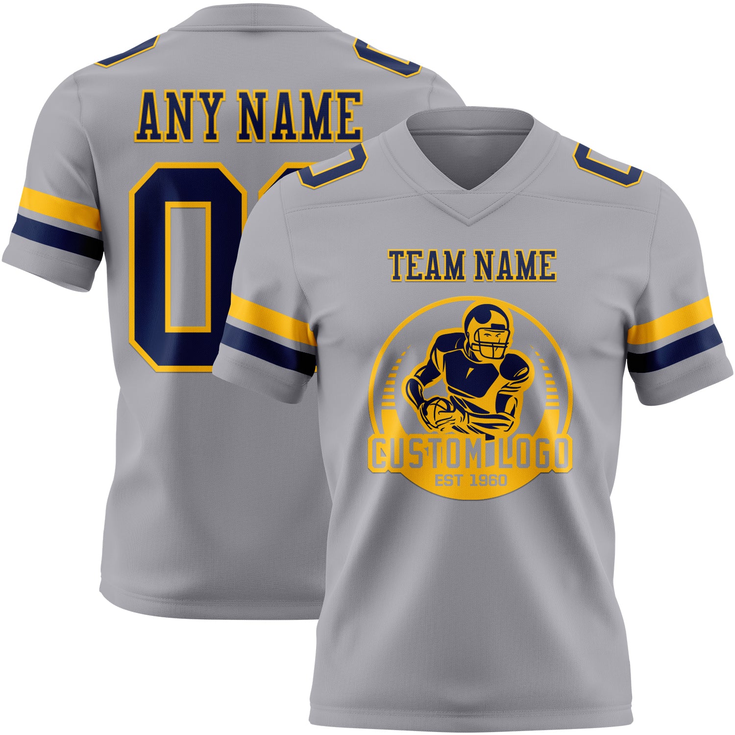 Custom Gray Navy-Gold Authentic Football Jersey