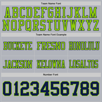 Custom Gray Navy-Neon Green Authentic Football Jersey
