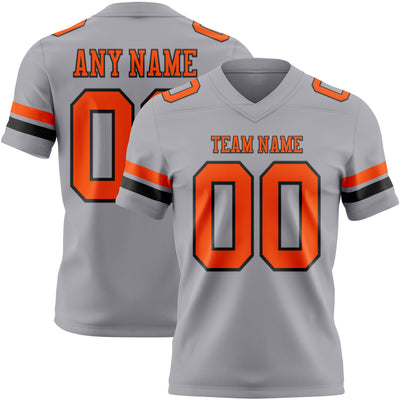 Custom Gray Orange-Black Authentic Football Jersey