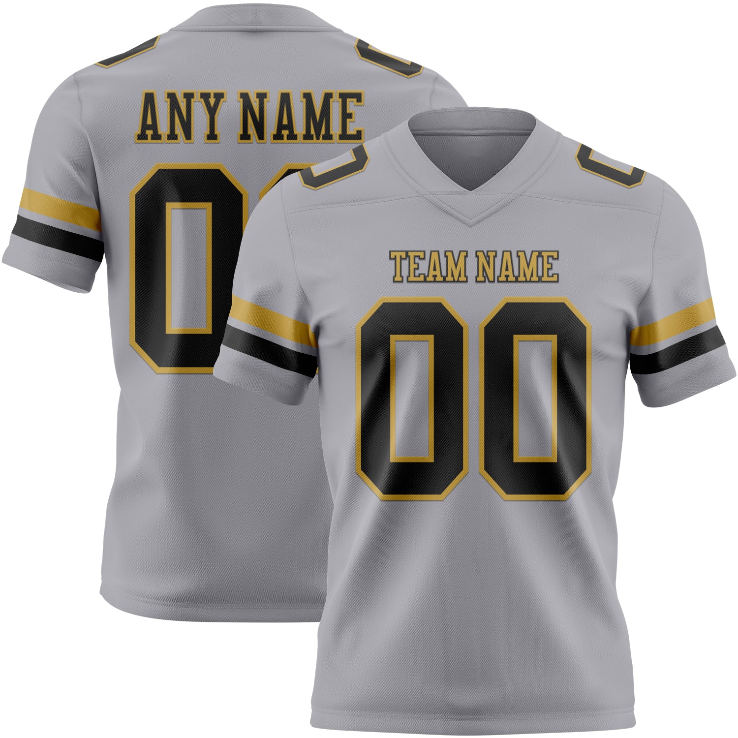 Custom Gray Black-Old Gold Authentic Football Jersey