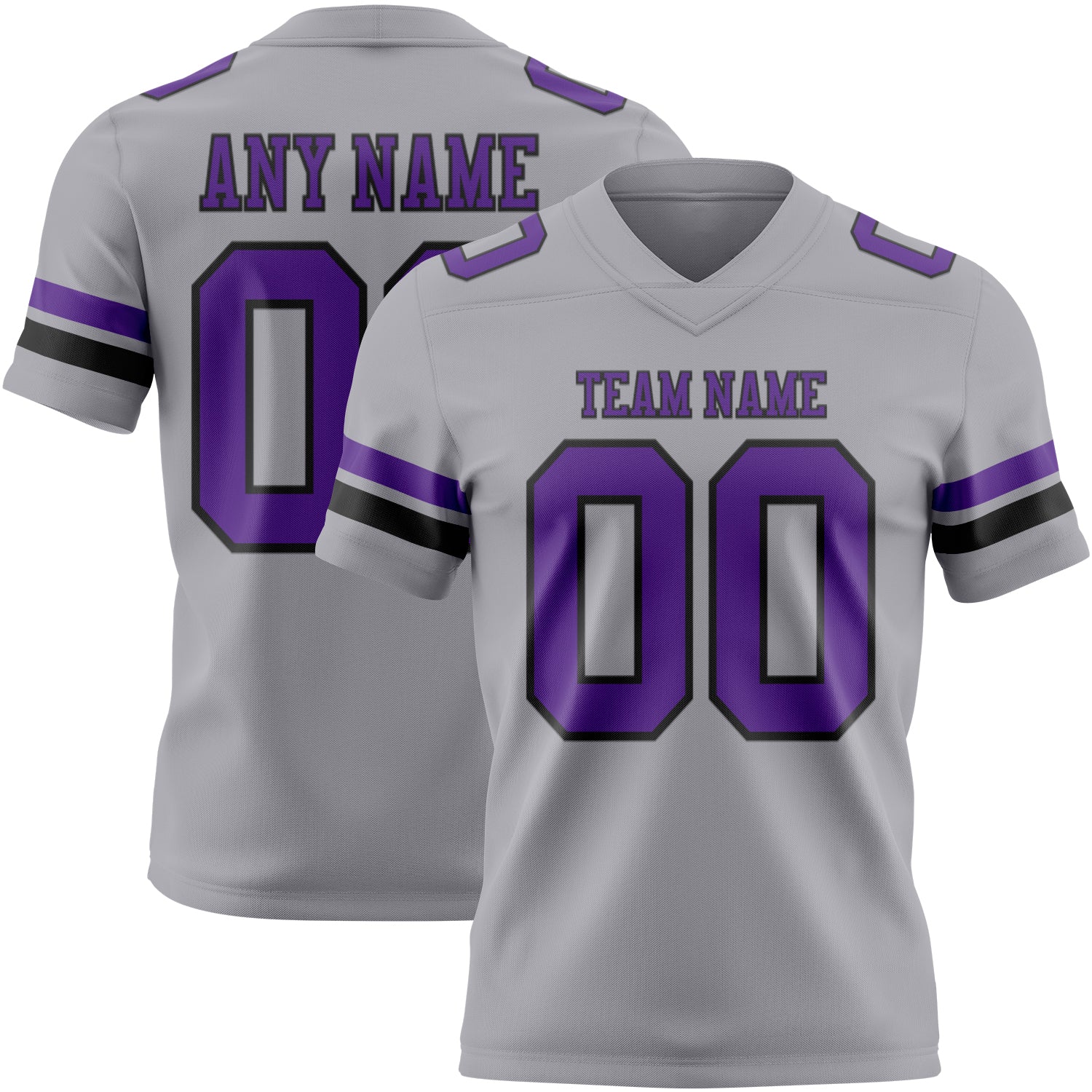 Custom Gray Purple-Black Authentic Football Jersey